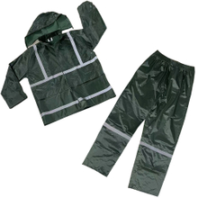 Green Waterproof Hi-vis Reflective Raincoat 170T Polyester
