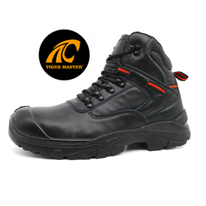 Black Leather Steel Toe Safety Shoes for Construction
