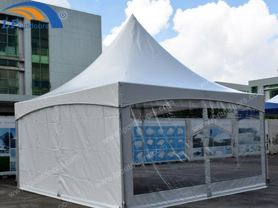 Carpa de boda de PVC blanco de 5x5m de alto pico para actividades al aire libre