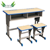 Cheap Wholesale Wooden School Furniture Double Student Desk And Bench with Three Drawers
