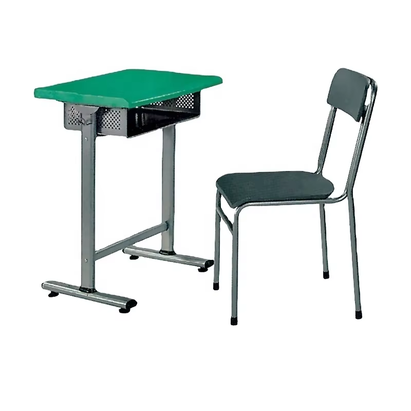 Adjustable Height High Quality Plastic Classroom Furniture Single Student Wooden Desk Chair