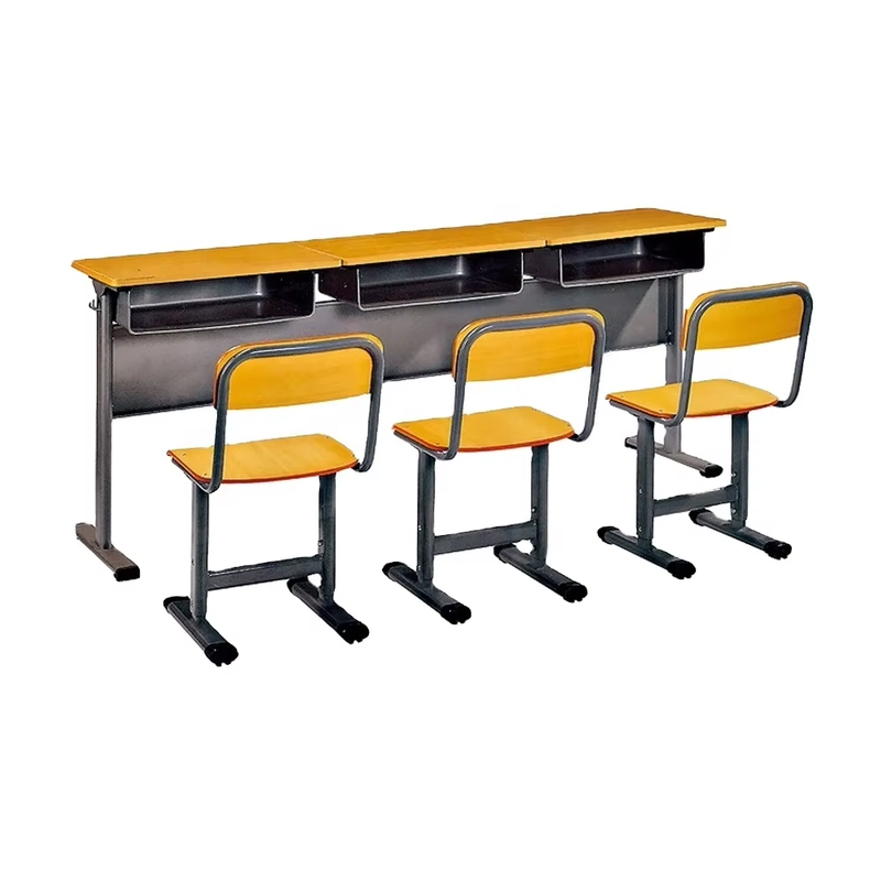 Wholesale Cheap Wooden High Quality School Furniture Triple Seats Student Desk and Chair