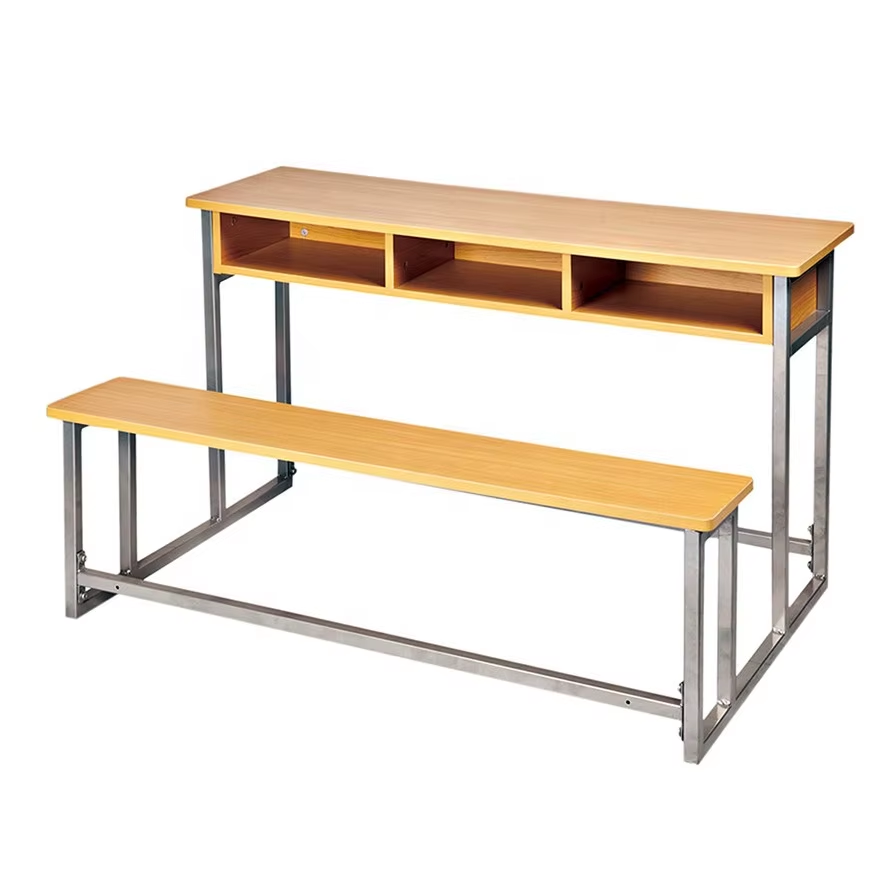 Wholesale Cheap Wooden High Quality School Furniture Triple Seats Student Desk and Chair