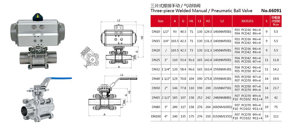Санитарные шаровые краны для сварки с полным отверстием