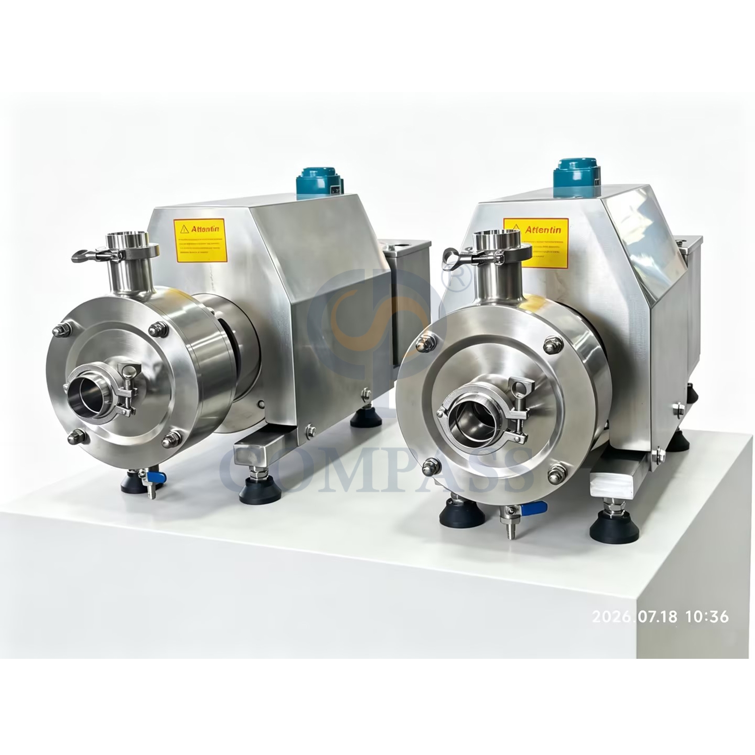 380V 50HZ 3P 4kw SS304 Санитарный пищевой класс TRL-1 Трубопроводный диспергирующий эмульгатор с высоким сдвиговым усилием с китайским двигателем и баком водяного насоса