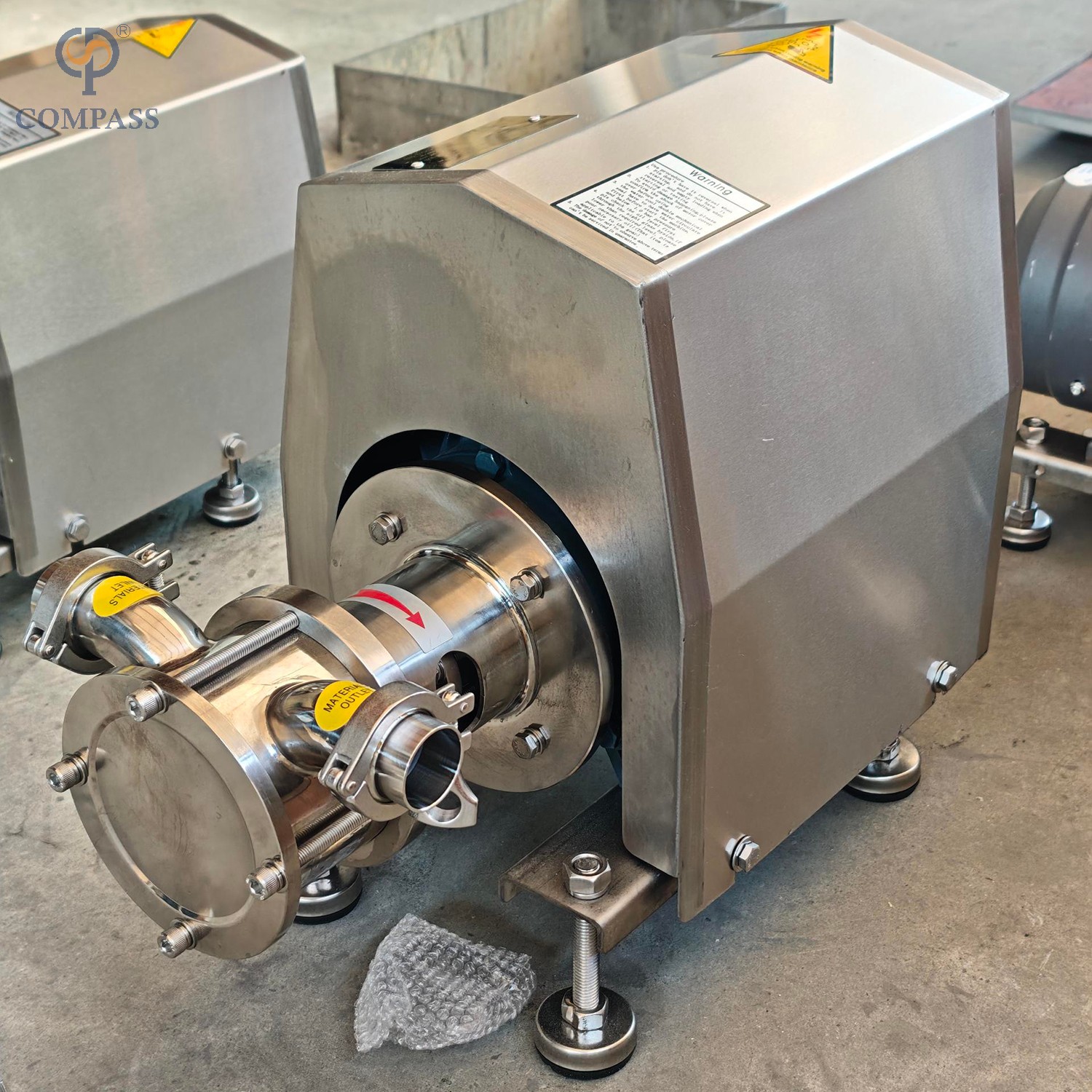 SS304 3 кВт, 380 В, 3 фазы, 50 Гц, санитарный класс, высокое качество, 1750 об/мин, трехзажимные гибкие крыльчатые насосы с одним механическим уплотнением