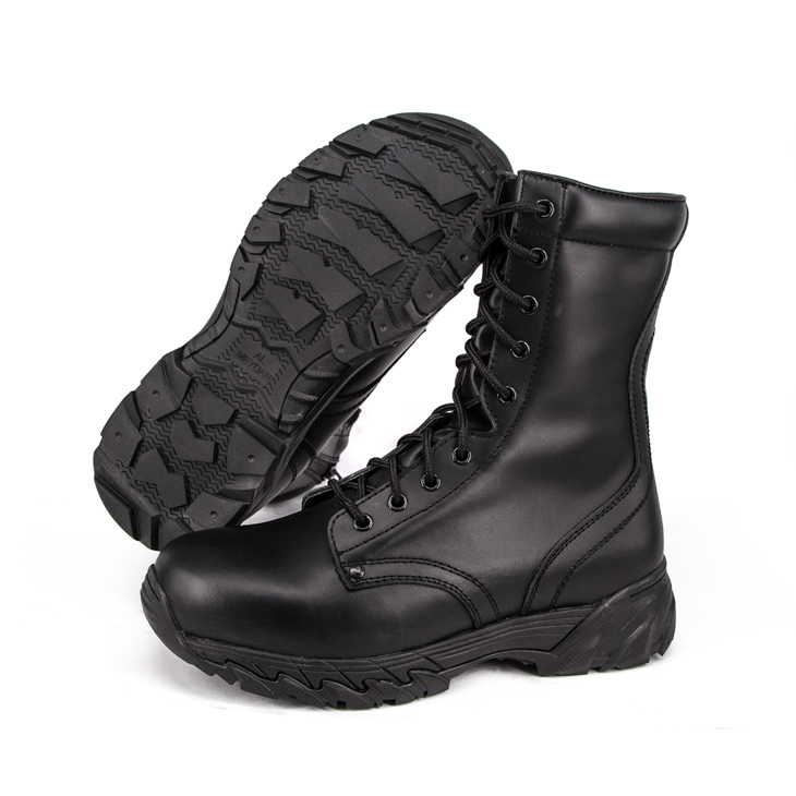 حذاء جلدي تكتيكي أسود عسكري متين 6235 