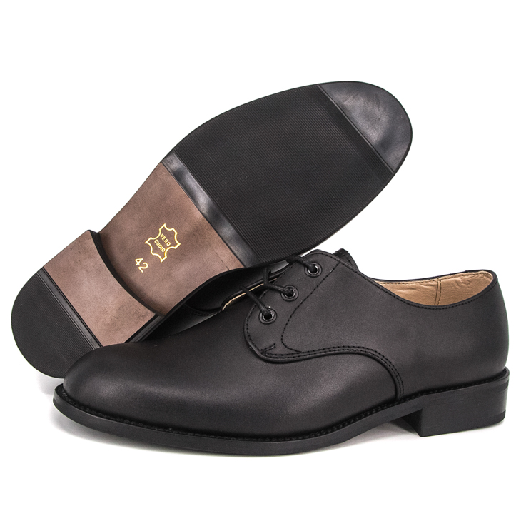 حذاء أكسفورد العسكري الاحتفالي من الجلد الأسود باللون الأسود 1249