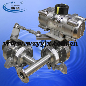 3-Way Sanitary Butterfly Valve with Pneumatic Actuator