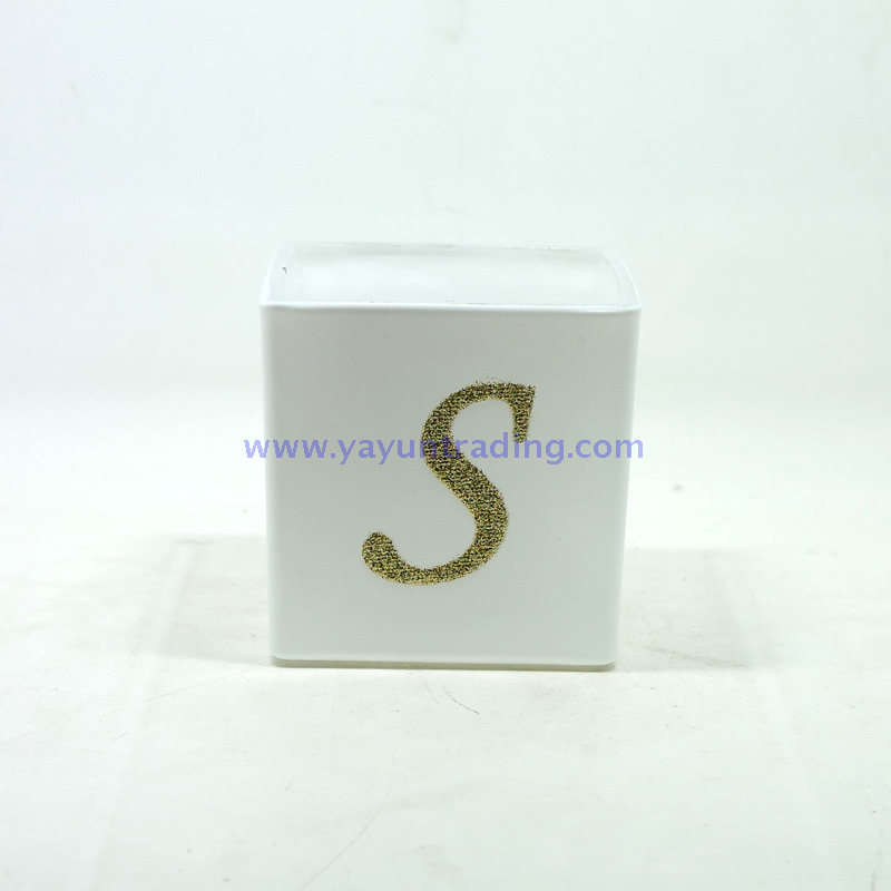 1000ml large matte white and black square glass candle holder