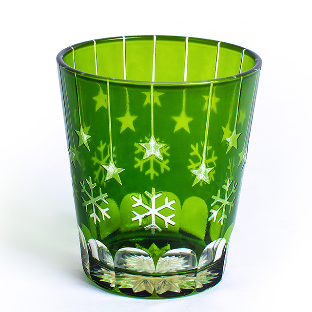 green glass candle holder