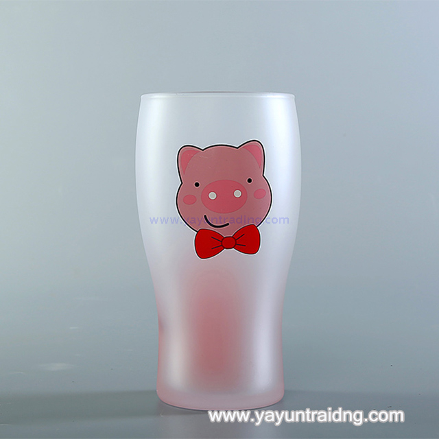 yayun 2019 trendy sandblasted drinking glass tumbler with decal logo