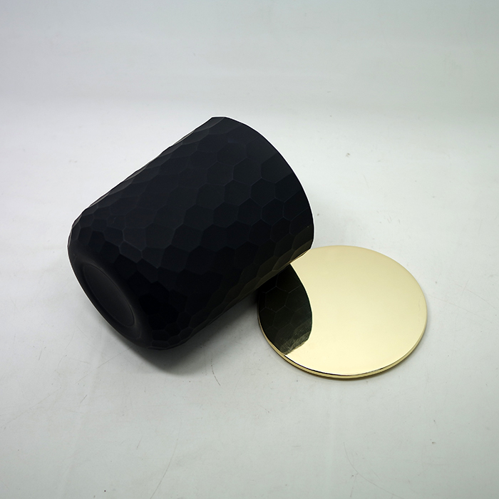 black glass candle jar