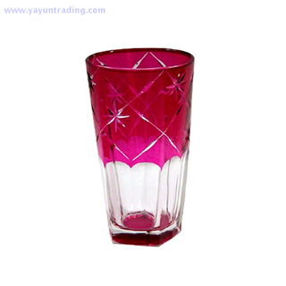 modern style mouth blown and handmade pink glass drinking cup 