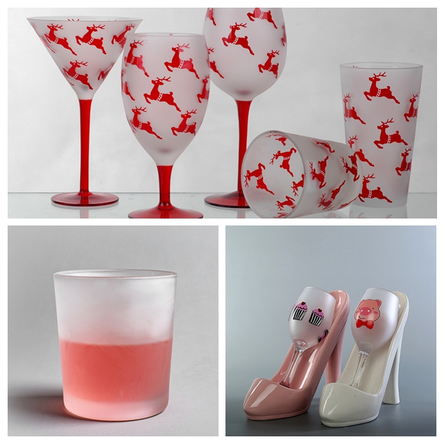 sandblasted glass cup