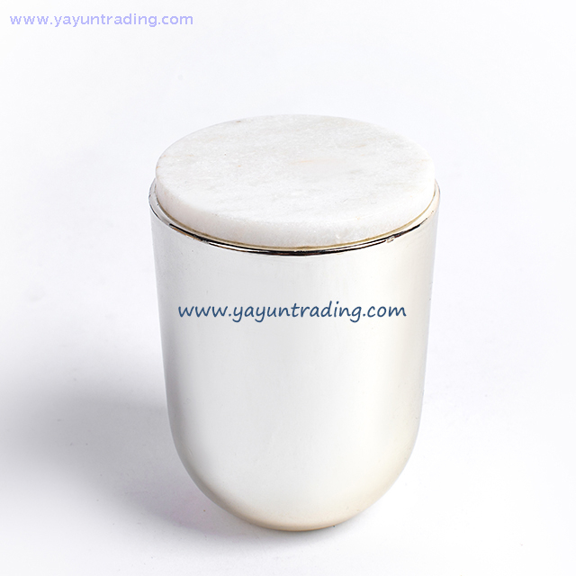 Wholesale Electroplated Glass Candle Jar with Different Color Lid for Wedding And Decoration