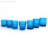 Blue Serious Leaf Pattern Hand Made Glass Candle Vessel for Home Decoration