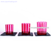  vertical stripes design glass candle container pink glass candle jar with slate coaster