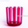  vertical stripes design glass candle container pink glass candle jar with slate coaster
