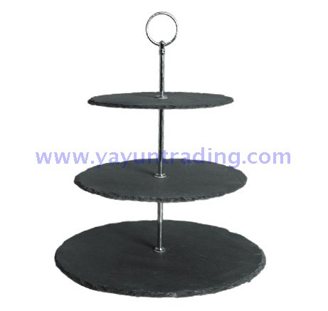 slate stone 2 tier and 3 tier cake stand and tray
