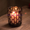hand cut black glass candle jar and vessel