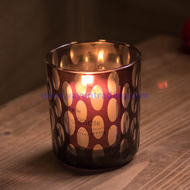 hand cut black glass candle jar and vessel