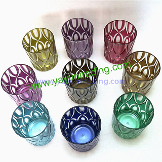 metallic matte amber colored glass candle container cup for home decoration