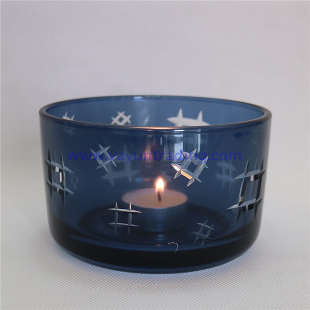 blue SPA recycled glass candle holder