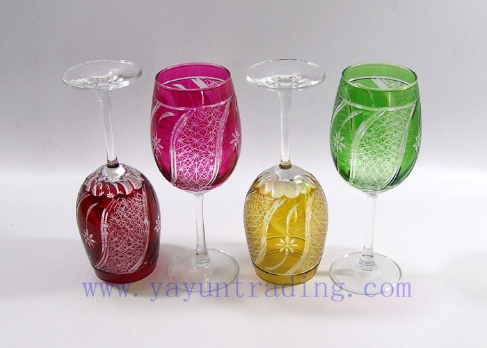enbossed colored wine glass