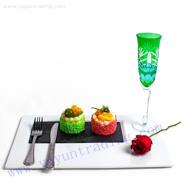hand cut set 6 colored champagne flute
