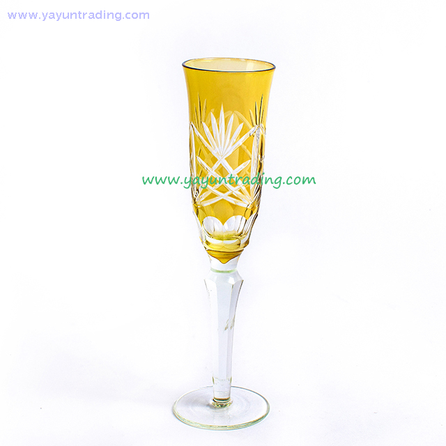 Delicate Hand Engraved Long-stem Glass Champagne Flute for Wedding And Party
