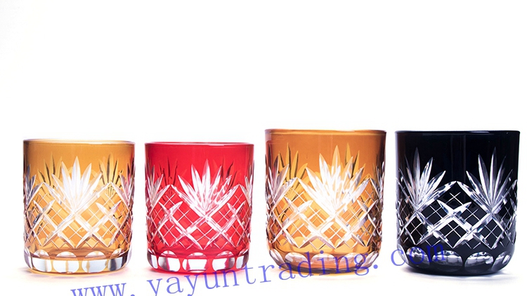 Australian luxury hand cut pine apple glass candle jar