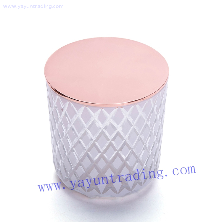 hand carved traditional China made amber glass candle jar