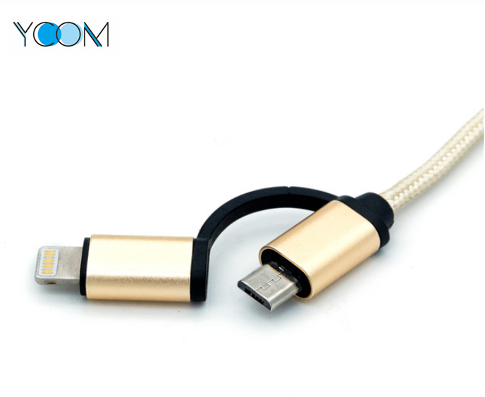 Cable USB 2 en 1 para iPhone y Micro