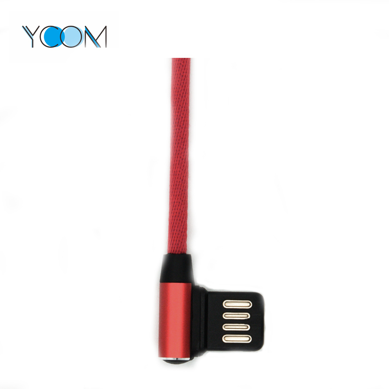 Cable de carga USB de lado doble de 90 grados para el tipo C