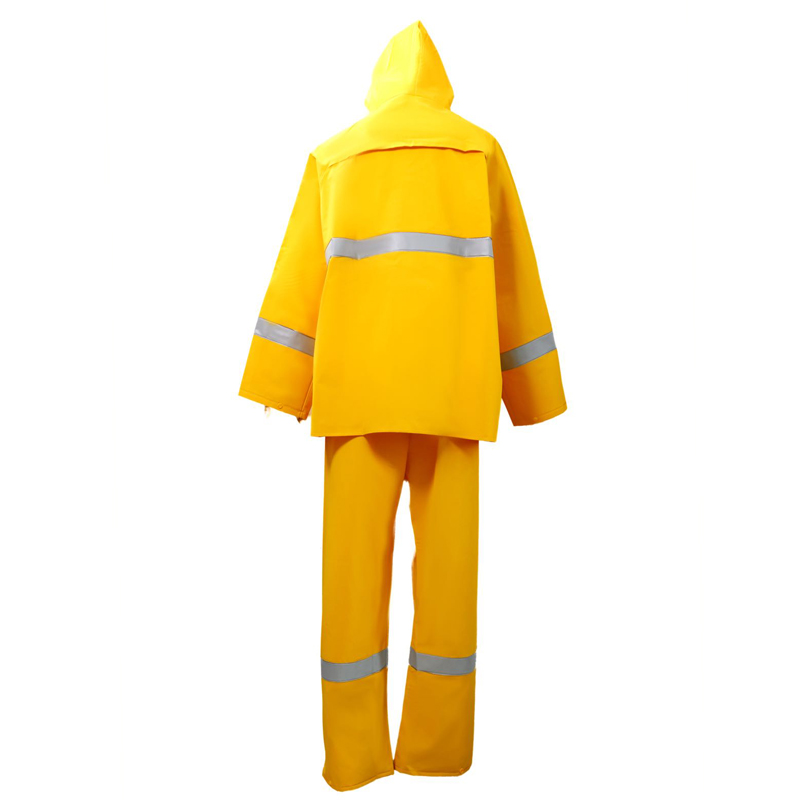 0.35 Mm PVC Polyester Waterproof Two Pieces Reflective Raincoat