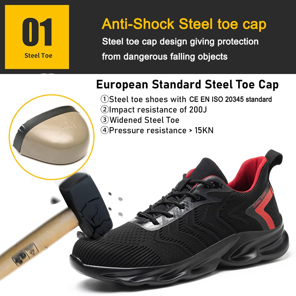 Comfortable Light Weight Sport Safety Shoes with Steel Toe