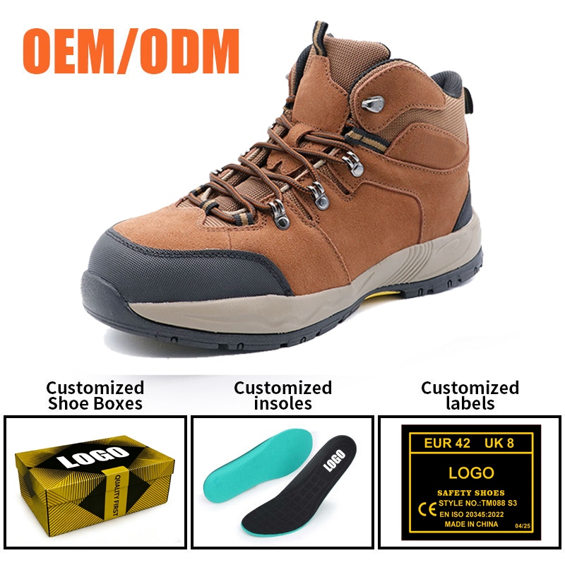 Anti-slip Steel Toe Hiking Safety Shoes Suede Leather