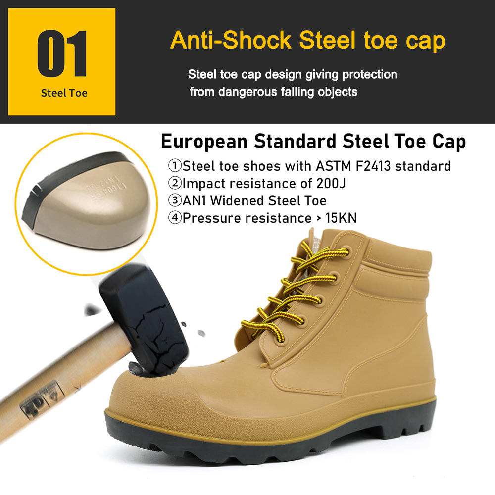Waterproof PVC Safety Rain Shoes with Steel Toe