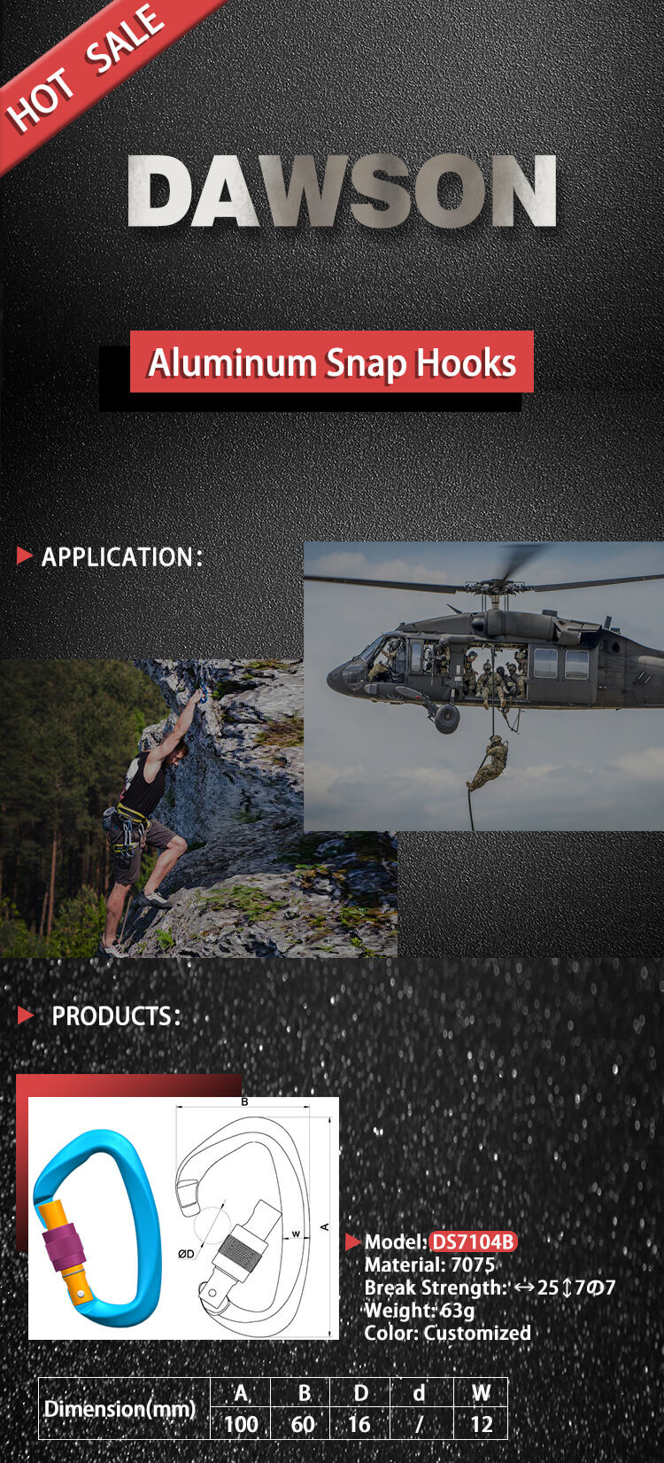 Gancho de aluminio DS7104B, mosquetones de bloqueo - Dawson Group Ltd. - Fabricante, proveedor, f&aacute;brica de China