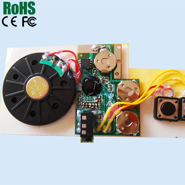 Custom recordable sound module for greeting card and postcard