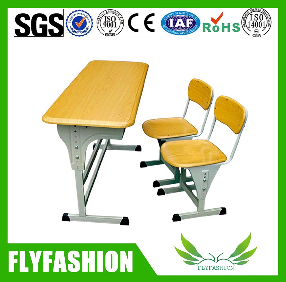 School classroom furniture adjustable double student desk with chair(SF-16D)