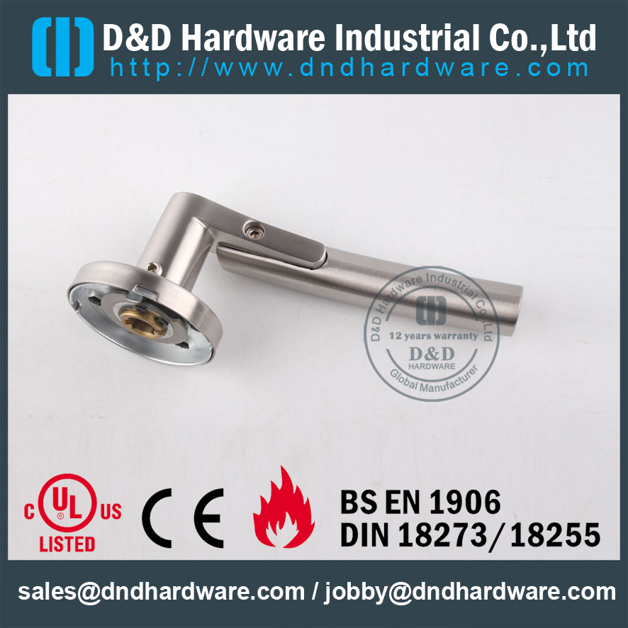 Investasi Antirust Cast Lever Stainless Steel Padat pada Rose untuk Pintu Kayu -DDSH017