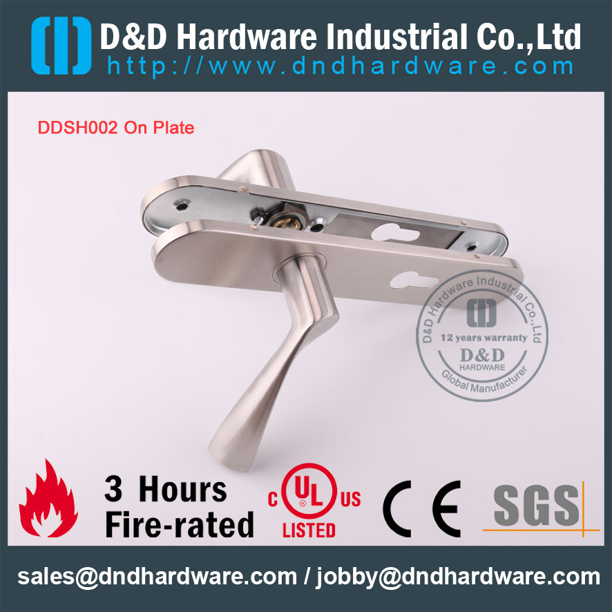 D & D Hardware-Fire Rated SS304 Alavanca de alavanca sólida na placa DDTP003