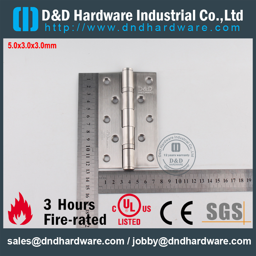 SS304 UL Fire Rated 2BB dobradiça para porta de escritório-DDSS005-FR-5x3x3.0mm