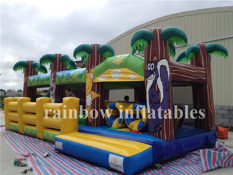 RB4075-1(10x4x2m) Inflatable Palm Tree Playground, Inflatable Palm Tree Funcity, Inflatable Obstacle and Slide for Kids