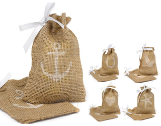 Wedding Mini Burlap Pouch Sack Drawstring Tie Bag