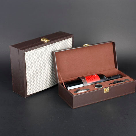 Wine Box Manufacturer White PU leather bottle packing card box