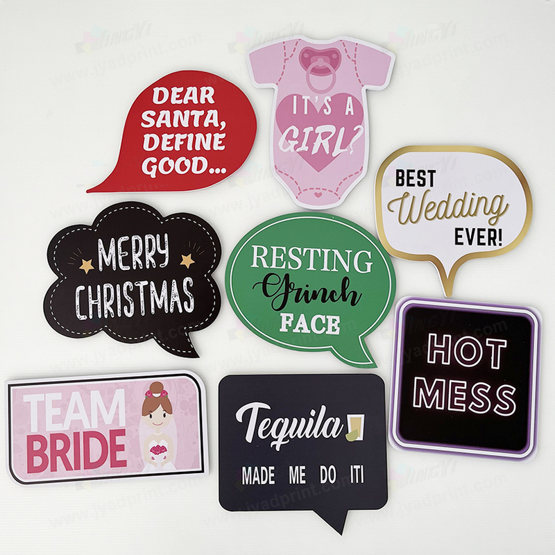 Wholesale Wedding Party Photo Booth Props, One side Print or Both Sided Print PVC Foam Board Dancing Party Speech Bubble Photo Booth Props Signs