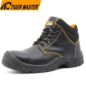 Black Leather PU Sole Safety Shoes for Men Steel Toe
